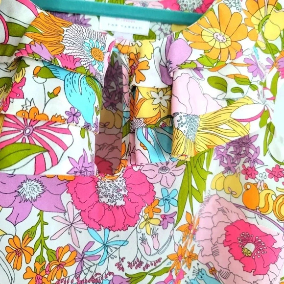 Liberty Of London For Target Retro Ruffle Sleeveless Floral Chiffon Blouse Sz Sm - Picture 3 of 5